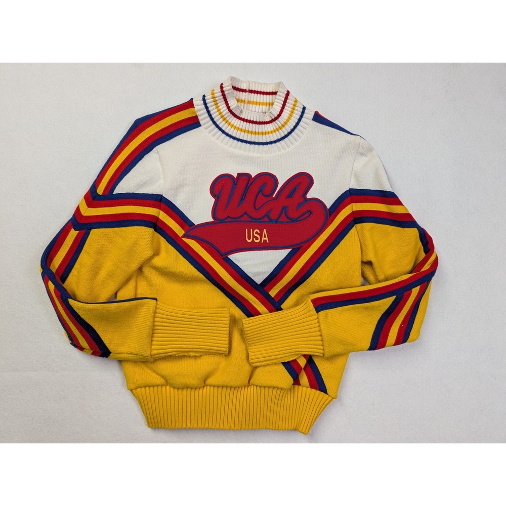 Varsity Womens Cheerleading Uniform Set 34 5-14 UCA USA Sweater Skirt Yellow - Picture 16 of 16